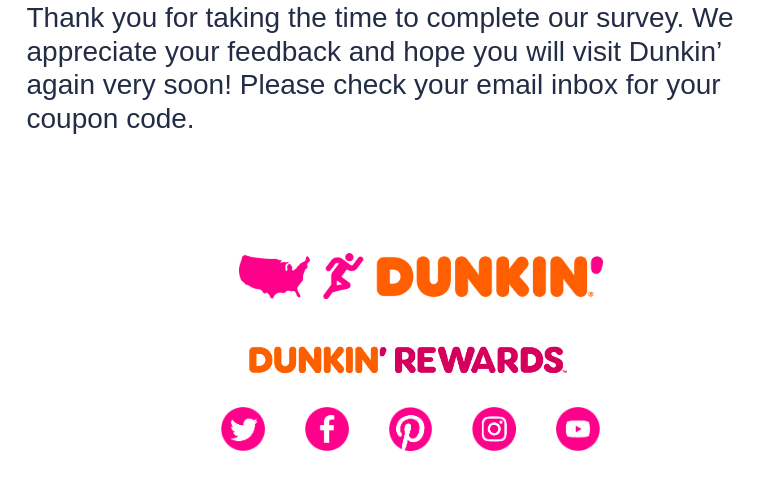 The DunkinRunsOnYou survey start screen asking for the survey code from the receipt.