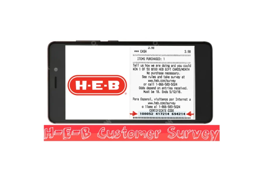 www.heb.com/survey: HEB survey start screen with the offer to win one of thirty $250 H-E-B gift cards