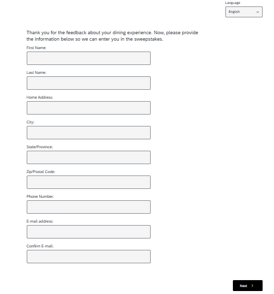 LongHorn survey question asking if you are 18 or older and would like to enter the sweepstakes
