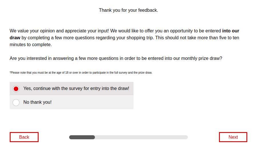 Enter into Storeopinion.ca monthly draw after completing the Loblaws survey.