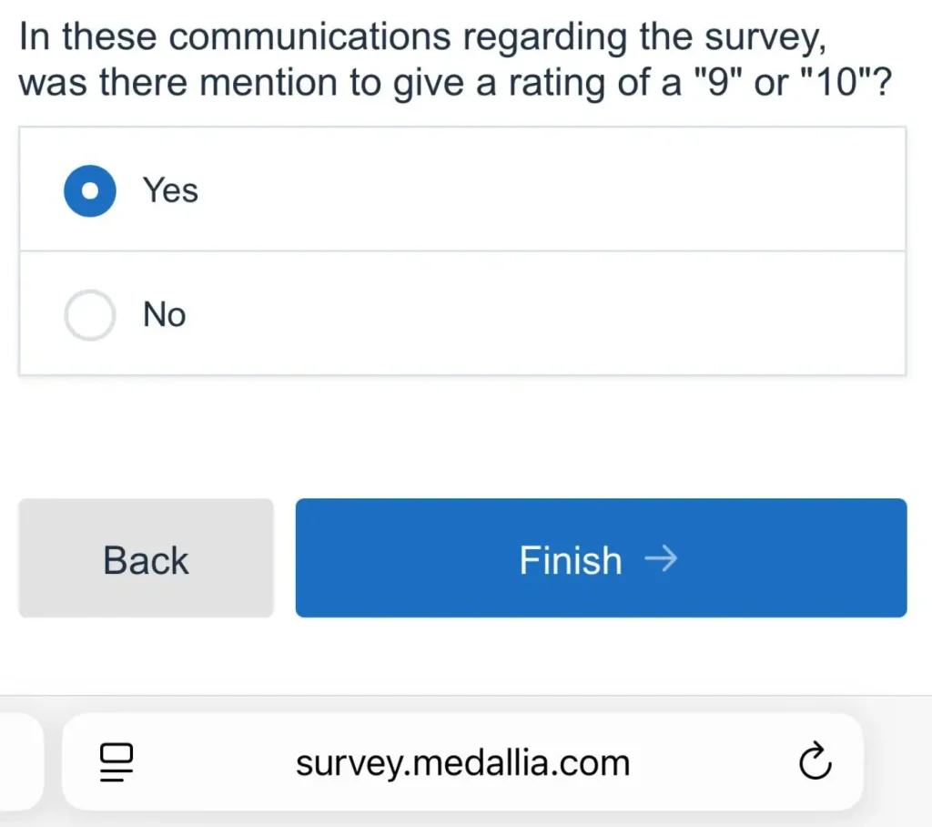 The Lowe's survey completion screen after the last question