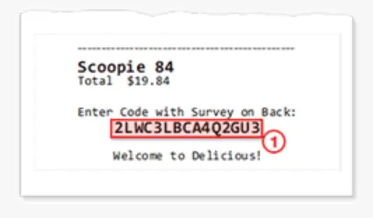 A Culver's receipt with the 15-character TellCulvers survey code.